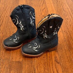 Roper Girls Glitter Breeze Western Boots – Black & Silver - Size 6 Toddler